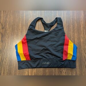 Adidas Black Sports Bra with Colorful Stripes